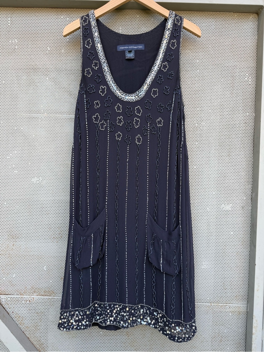 French Connection Navy Embellished Mini Dress